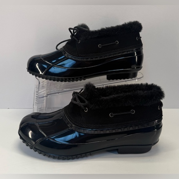 Just Fab Evi Black Faux Fur-Lined ankle duck Boots women’s size 8.5 - Picture 2 of 13